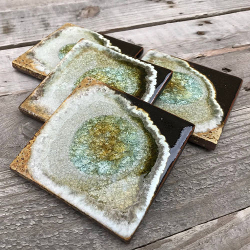 KB-566 Coasters Set of 4 Black & Copper $43 at Hunter Wolff Gallery